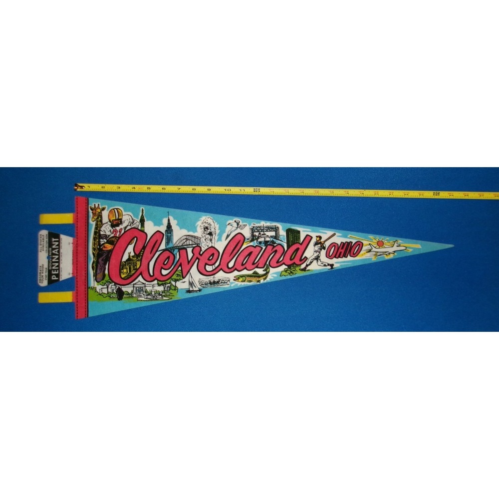 Vintage Cleveland Ohio Felt Pennant 26" Travel Souvenir 1960s